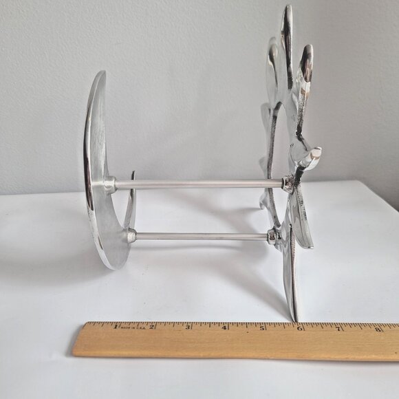 Aluminum Wine Bottle Rack Celestial Sun Moon Modern Sculpture Silver Bar Display - Picture 3 of 6